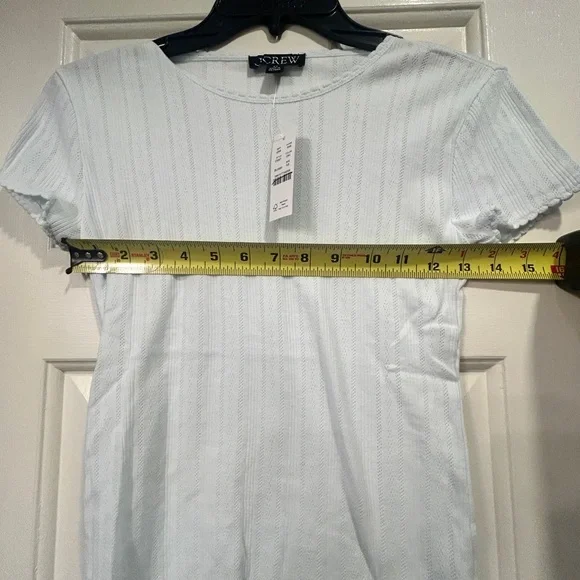J. Crew Women's Light Blue Pointelle Short-Sleeve T-Shirt, Size XS - Picture 8 of 10